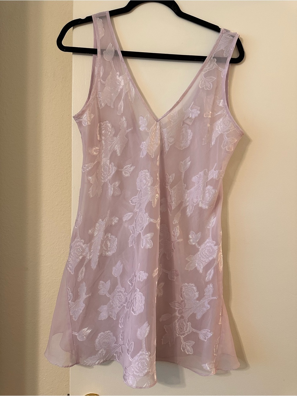Sheer Lilac Floral Slip Dress - Women Intimates Vintage